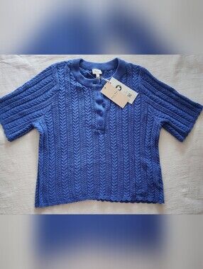 NWT Part Two PWROSARIO Short Sleeve Henley Knit Top - Size XL